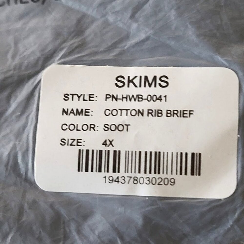Skims Cotton Rib High Waist Brief Panty Sz 4X Soot/Black PN-HWB-0041 Comfort NWT - Picture 2 of 4